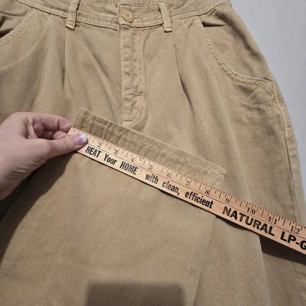 Free‎ People Anthropologie Denim Pants Crop Womens Sz 6 Mustard Tan Baggy Taper